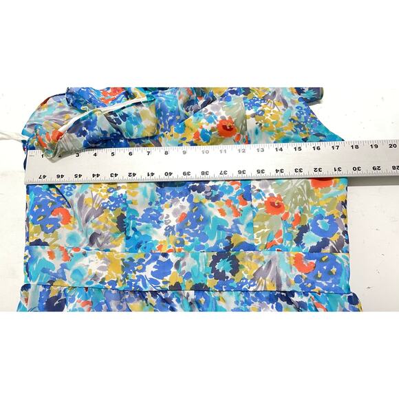 Tahari Womens Dress Size 12 Blue Floral Printed One Shoulder Colorful Flowy - Picture 5 of 7